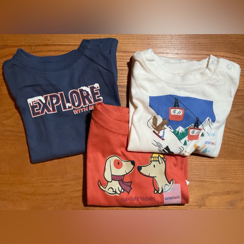 GARANIMALS 3Pc Baby Boy 12 Mos Bodysuit Cotton Short Sleeve Soft